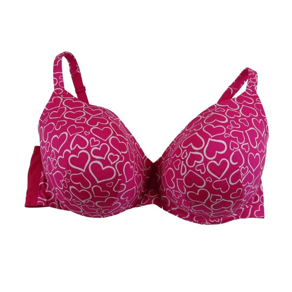 CACIQUE Women's Magenta Pink Hearts Full Coverage Underwire Bra 42DDD